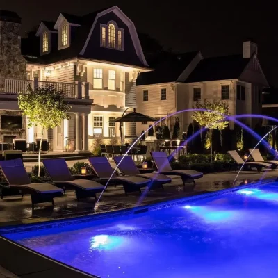 LED pool lighting at night
