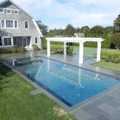 backyard pool hardscape patio Southampton