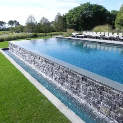 pool with waterfall feature Southampton NY